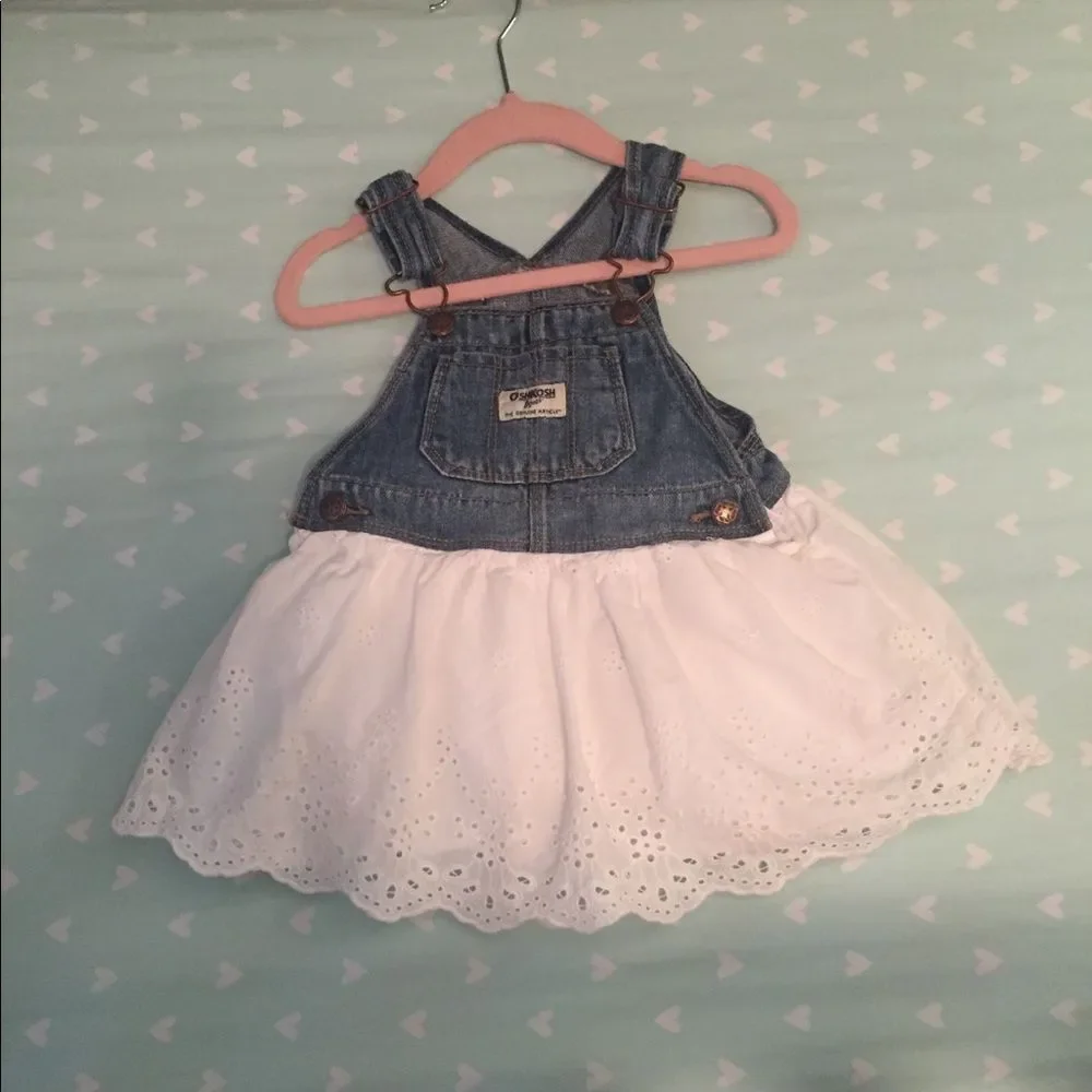 OSHKOSH Jean overalls with white cotton skirt bottom 9-12mo